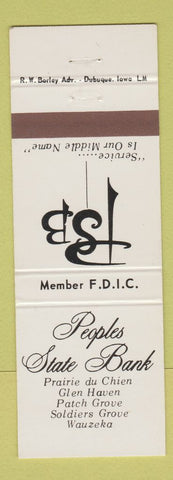 Matchbook Cover - Peoples State Bank Prairie Du Chien Glen Haven Wauzeka WI