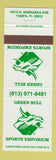 Matchbook Cover - Green Bull Sports Emporium Tampa FL