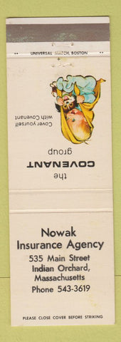 Matchbook Cover - Nowark Insurance Agency Indian Orchard MA