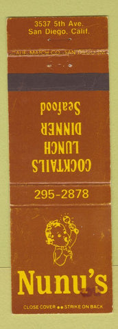 Matchbook Cover - Nunu's Restaurant San Diego CA WORN