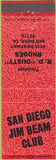 Matchbook Cover - San Diego Jim Beam Club San Diego CA orange