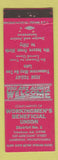 Matchbook Cover - Workingmen's Beneficial Union Ambridge PA