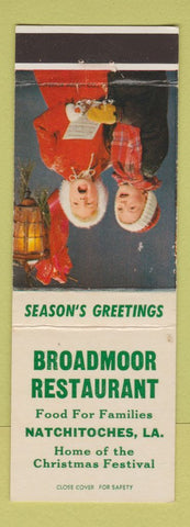 Matchbook Cover - Broadmoor Restaurant Natchitoches LA Christmas