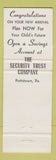 Matchbook Cover - It's A Boy Security Trust Company Pottstown PA