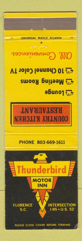 Matchbook Cover - Thunderbird Motor Inn Florence SC
