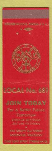 Matchbook Cover - Local 681 Machinists Union Louisville KY