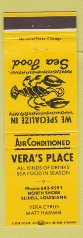 Matchbook Cover - Vera's Place Slidell LA lobster YELLOW
