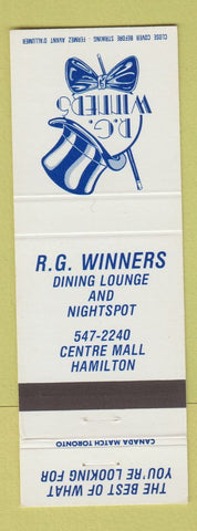 Matchbook Cover - RG Winners Restaurant Hamilton ON