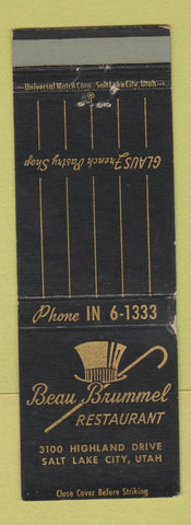 Matchbook Cover - Beau Brummel Restaurant Salt Lake City UT WEAR