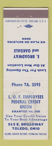 Matchbook Cover - LOF Employees Credit Union Toledo OH WEAR