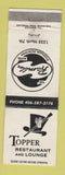 Matchbook Cover - Topper Restaurant Lounge Bozeman MT WEAR