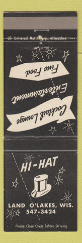 Matchbook Cover - Hi Hat Land O Lakes WI