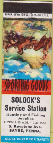 Matchbook Cover - Solock's oil gas Sayre PA