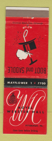 Matchbook Cover - Hotel Webster Hall Pittsburgh PA Boot and Saddle