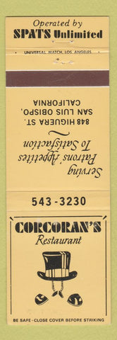 Matchbook Cover - Corcoran's Restaurant San Luis Obispo CA