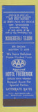 Matchbook Cover - Hotel Frederick Boonville MO MERCHANTS
