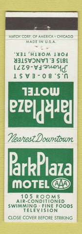 Matchbook Cover - Park Plaza Motel Fort Worth TX