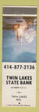 Matchbook Cover - Twin Lakes State Bank WI