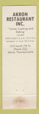 Matchbook Cover - Akron Restaurant Akron PA