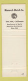 Matchbook Cover - Albee Idea Market Monarch Match San Jose CA