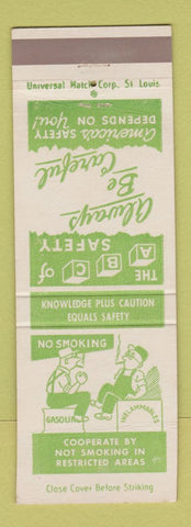 Matchbook Cover - Miller's Vending Machines Freeport IL Safety No Smoking WEAR