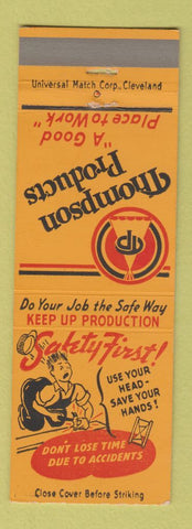 Matchbook Cover - Thompson Products Safety Use Your Head WEAR