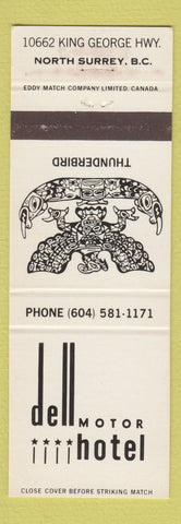 Matchbook Cover - Dell Motor Hotel North Surrey BC Thunderbird
