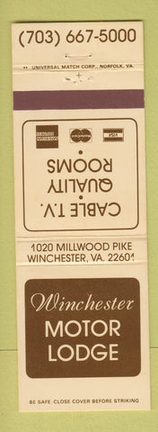 Matchbook Cover - Winchester Motor Lodge Winchester VA