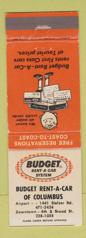 Matchbook Cover - Budget Car Rentals Columbus OH