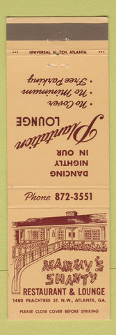 Matchbook Cover - Mammy's Shanty Restaurant Atlanta GA