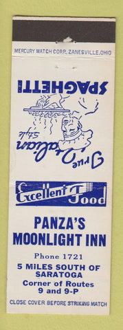 Matchbook Cover - Panza's Moonlight Inn Saratoga NY