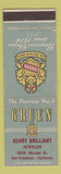 Matchbook Cover - Gruen Watches Henry Brilliant Jeweler San Francisco CA