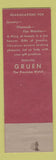 Matchbook Cover - Gruen Watches Henry Brilliant Jeweler San Francisco CA