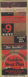 Matchbook Cover - Golden West Plan Los Angeles CA WEAR