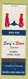 Matchbook Cover - Surf n Steer Restaurant Toronto ON lobster