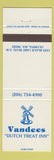Matchbook Cover - Vandees Dutch Treat Inn Olympia WA windmill