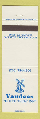 Matchbook Cover - Vandees Dutch Treat Inn Olympia WA windmill