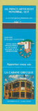 Matchbook Cover - La Cabane Grecque Montreal QC