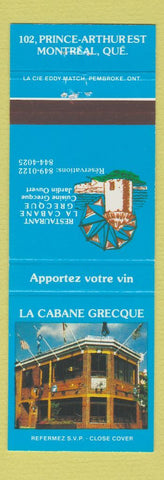 Matchbook Cover - La Cabane Grecque Montreal QC