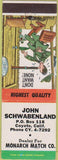 Matchbook Cover - John Schwabenland Monarch Match Coyote CA