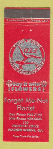 Matchbook Cover - Forget Me Not Florist Flowers Warner Robins GA RED