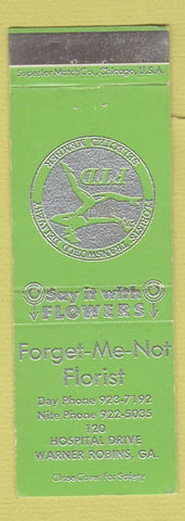 Matchbook Cover - Forget Me Not Florist Flowers Warner Robins GA GREEN
