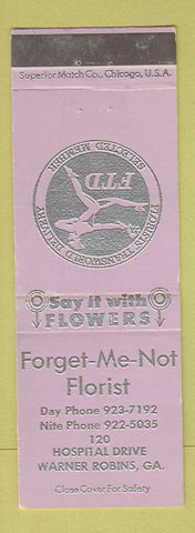 Matchbook Cover - Forget Me Not Florist Flowers Warner Robins GA LAVENDER