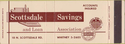 Matchbook Cover - Scottsdale Savings AZ cactus