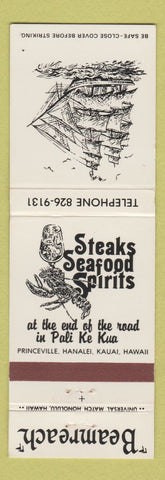 Matchbook Cover - Beamreach Restaurant Hanalei Kauai Hawaii