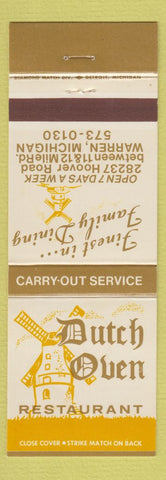 Matchbook Cover - Dutch Oven Restaurant Warren MI windmill