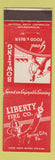 Matchbook Cover - Liberty Fire Company Sporing City PA bowling