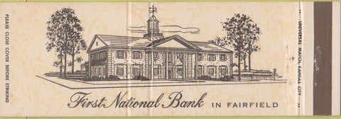 Matchbook Cover - First National Bank Fairfield IA
