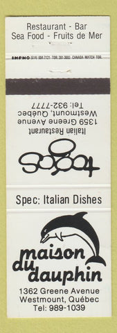 Matchbook Cover - Togas Westmount QC Maison Du Dauphin