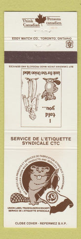 Matchbook Cover - Union Label Products Canada Beaver